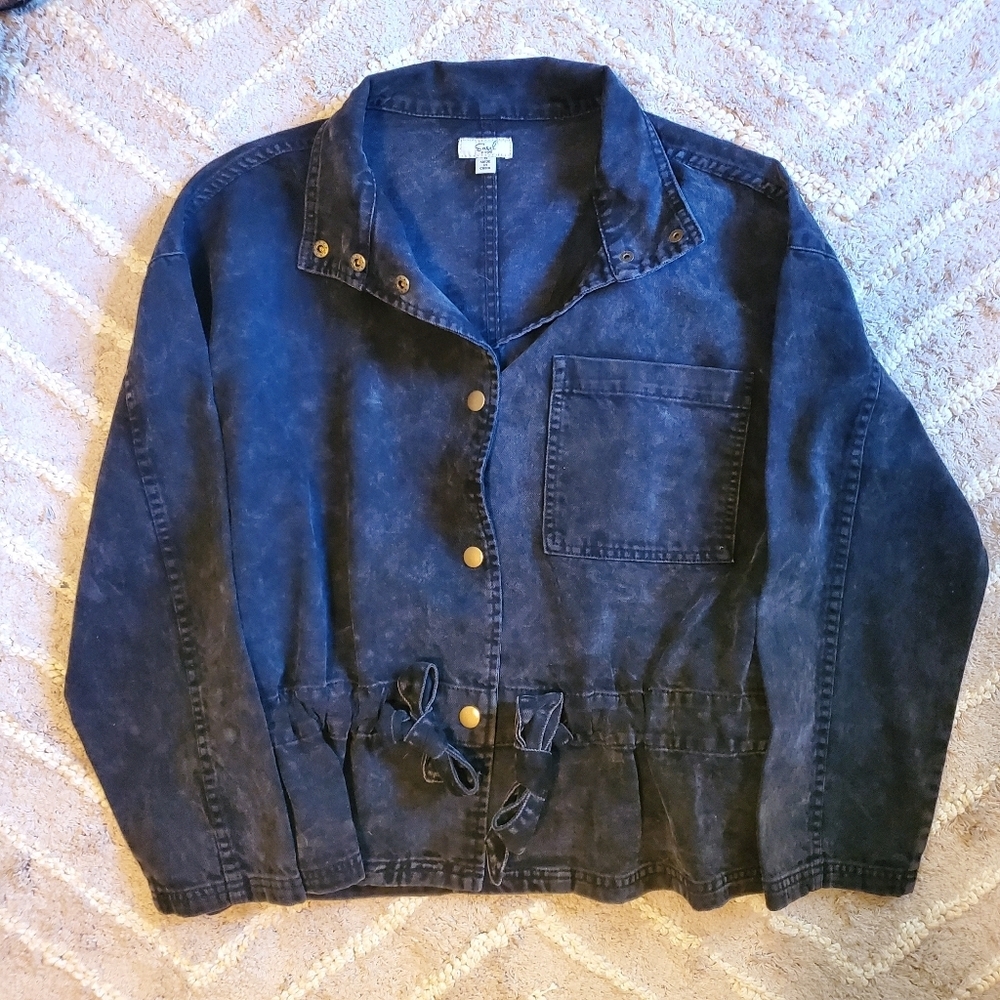 Easel‎ Mineral Washed Black Denim Jacket